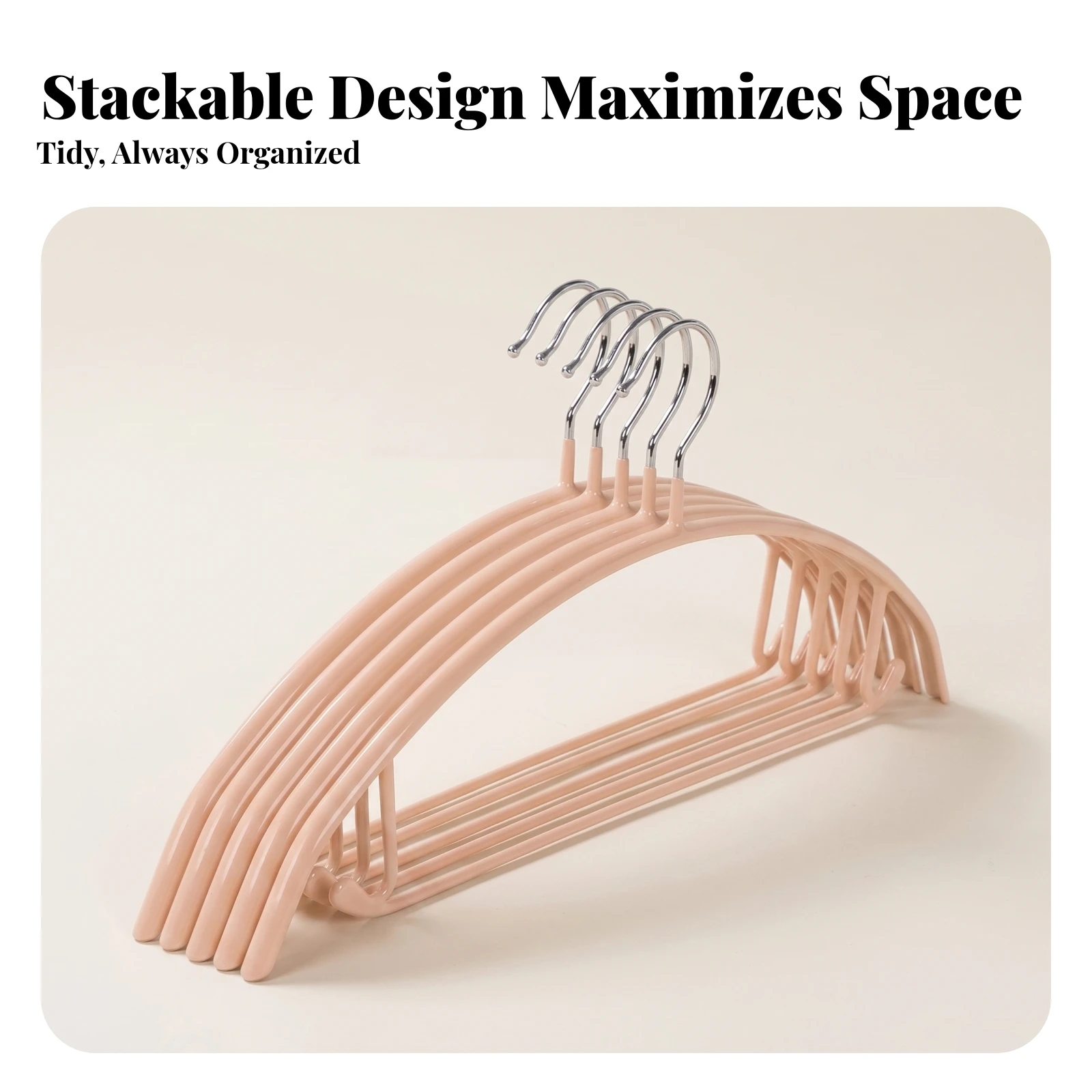 10 Pieces Metal Hanger Chrome Hooks Anti-Slip Hanger Closet Accessory Side Notches Wardrobe Storage Coated Finish