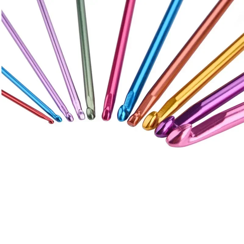 11PCS/Set 2-8mmTunisian Afghan Crochet Hooks Multicolor Aluminum Knitting Needles Hook Multicolour Crochet Hook 11 Size