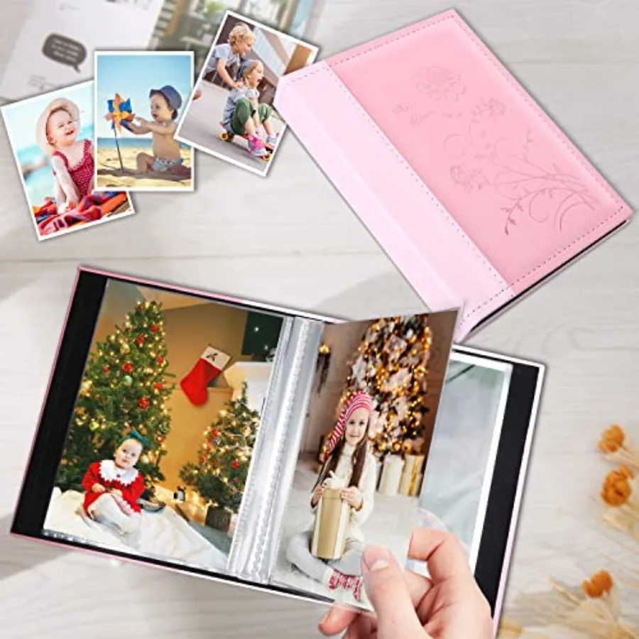 Small Photo Album 4x6 2 Pack, Each Pack with 26 Clear Pages Holds 52 Vertical Photos for 4x6 Picturs, Artwork or Postcards Stor
