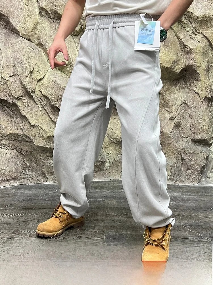 

Модные брендовые уличные повседневные брюки с эластичной резинкой на талии, свободный крой, новые осенне-зимние облачные мягкие прямые брюки из хлопка и полиэстера