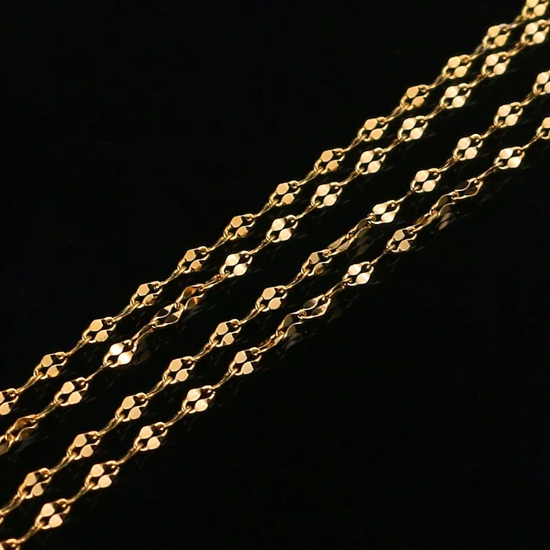 2m Stainless Steel Flat Oval Lip-shape Water-wave Chain for Pendant Necklace DIY Jewelry Making Findings Wholesale Lots Bulk