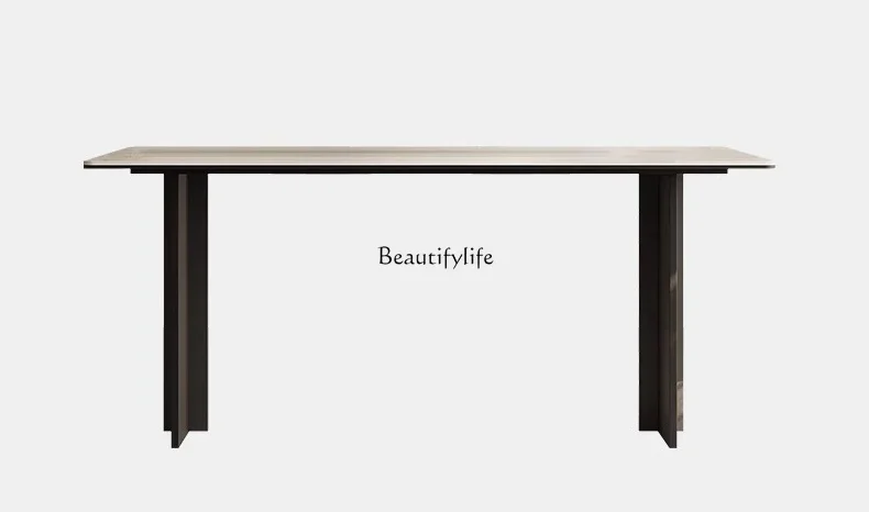 

LJYItalian minimalist travertine dining table high-end small apartment metal household dining table glass creativity