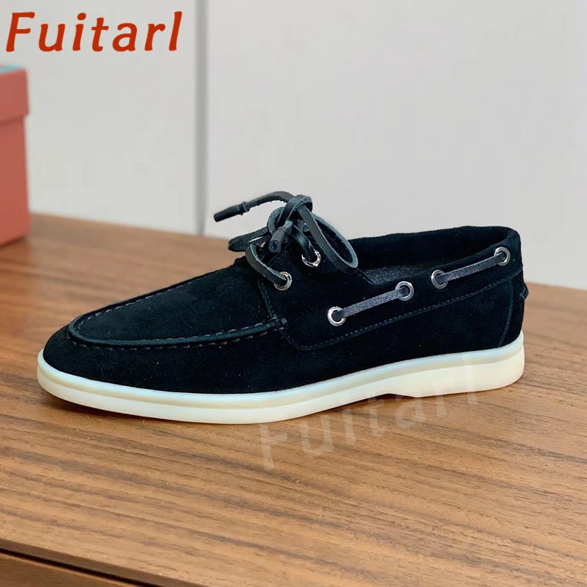 Hot Sale Classics Loafers Woman Men Lace Up Round Toe Walk Shoes Female Male Kidsuede Leather Casual Flat Shoes Women