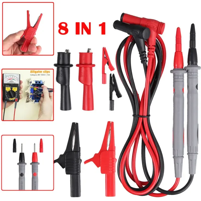 1000 V 10A Digital Multimeter Probe Polyvinyl Chloride Wire Needle Tip -Universal Test Leads With -Alligator Clip