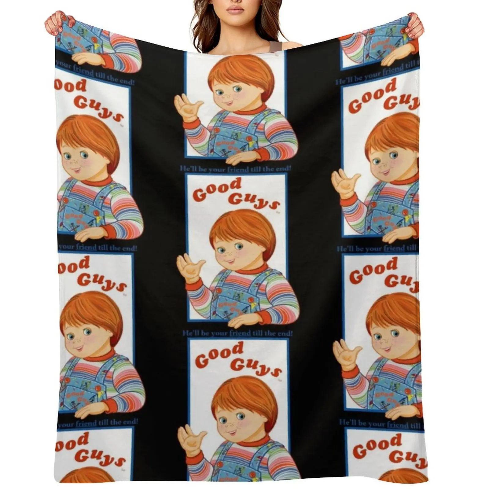 

Childs Play - Good Guys - Chucky T-Shirt Throw Blanket decorative Travel Large funny gift Blankets