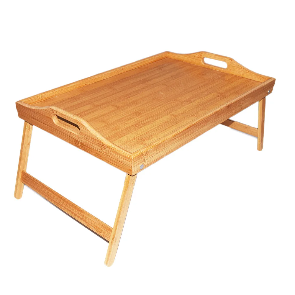 Portable Bamboo Wood Bed Tray Breakfast Laptop Desk Tea Food Serving Table Folding Leg Laptop Desk NJ71502