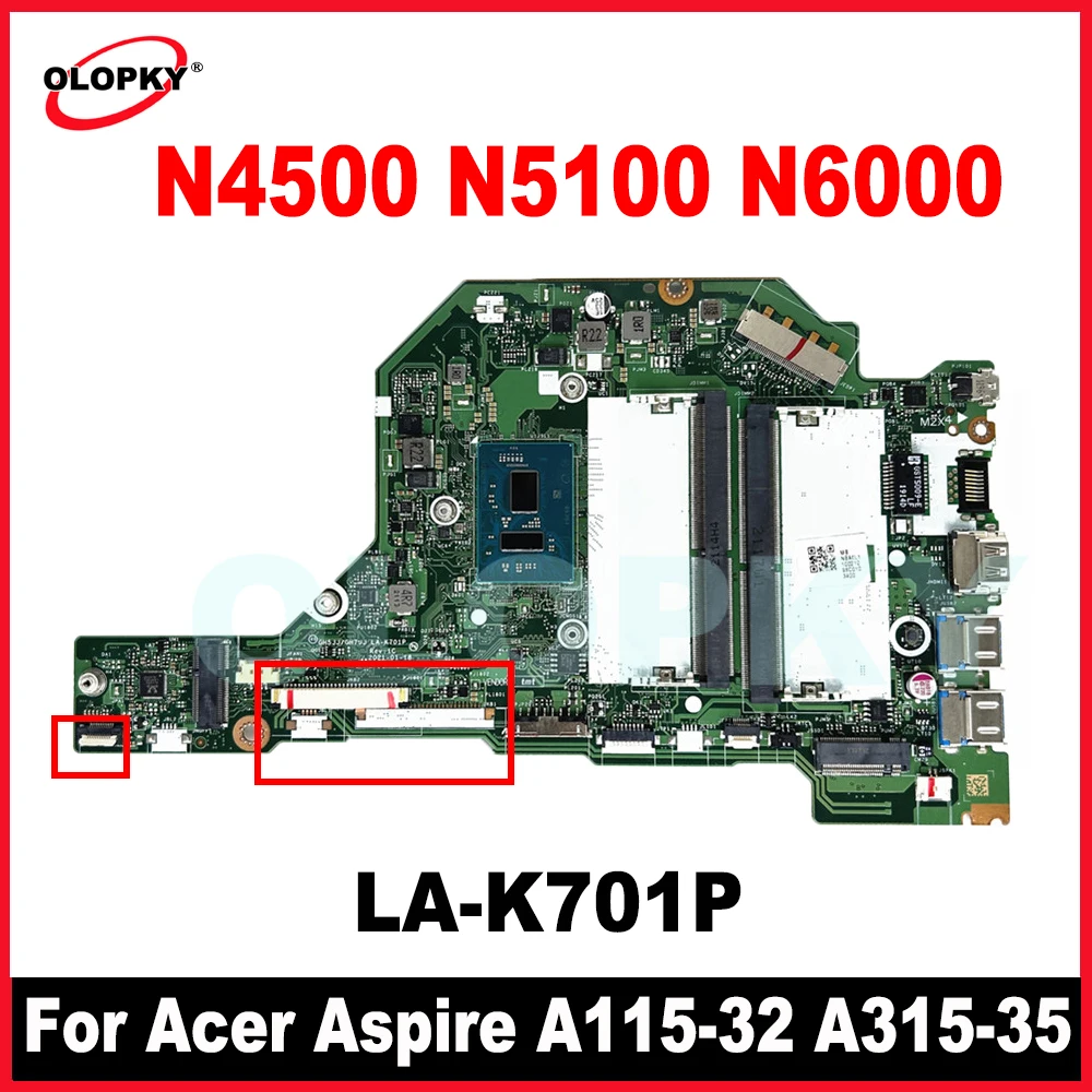 

LA-K701P с процессором N4500 N5100 N6000 для Acer Aspire A115-32 A315-35 Extensa 215-32, материнская плата для ноутбука DDR4 NBA6L11002 NBA6L11003