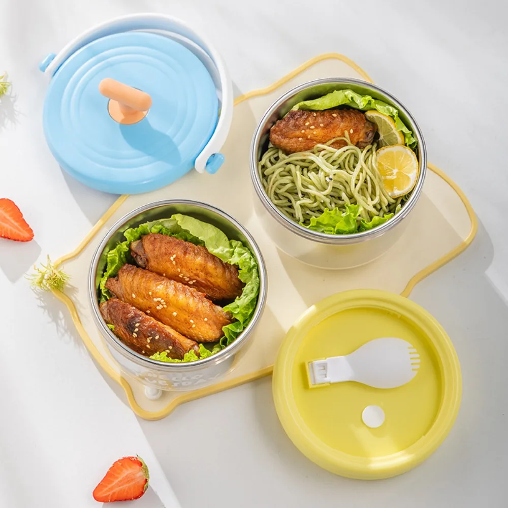 

Soup Box Double Layer Insulated Lunch Box Microwaveable Leakproof Fresh-keeping Box Sealed Round Food Container Office