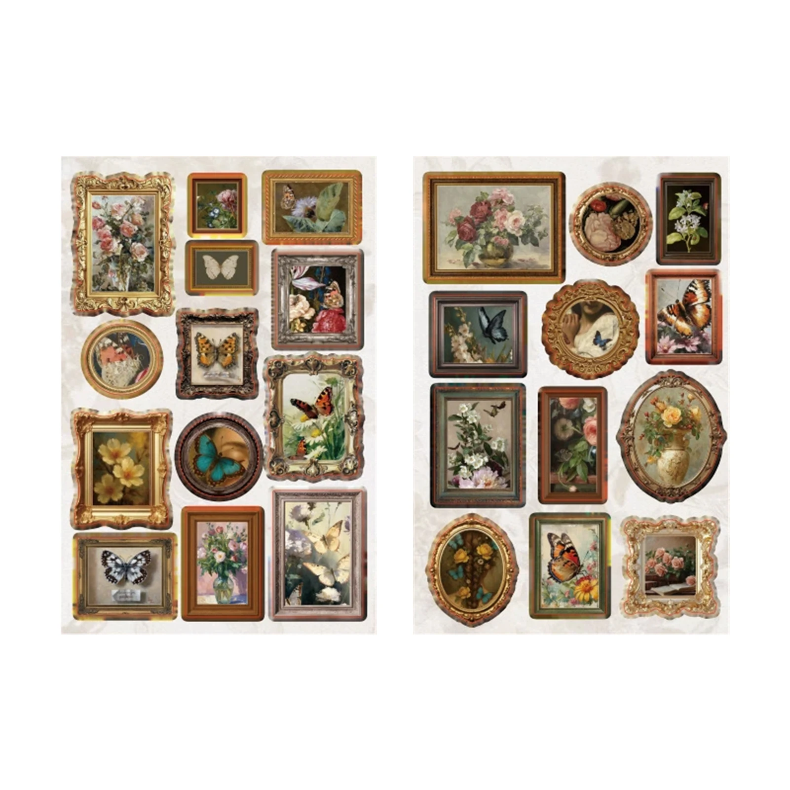 Journaling Lovers Oil Painting Stickers Scrapbooking Decorative Vintage 3D Embossed PVC Decals for Artistic DIY Crafts Art