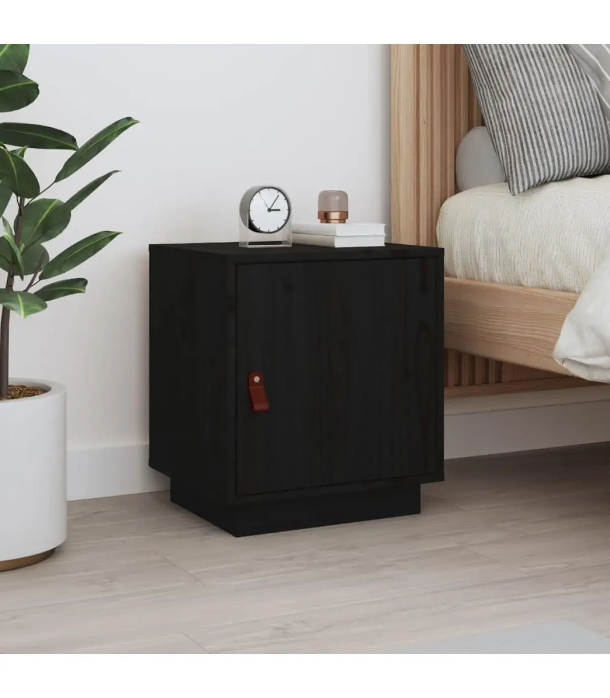 Bedside tables bedside table solid wood pine black 40x34x45 cm