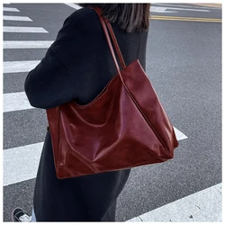 Borsa Tote da donna borsa ascellare moda borsa a tracolla in morbida pelle Pu di grande capacità borsa a tracolla retrò borsa a secchiello portatile Casual