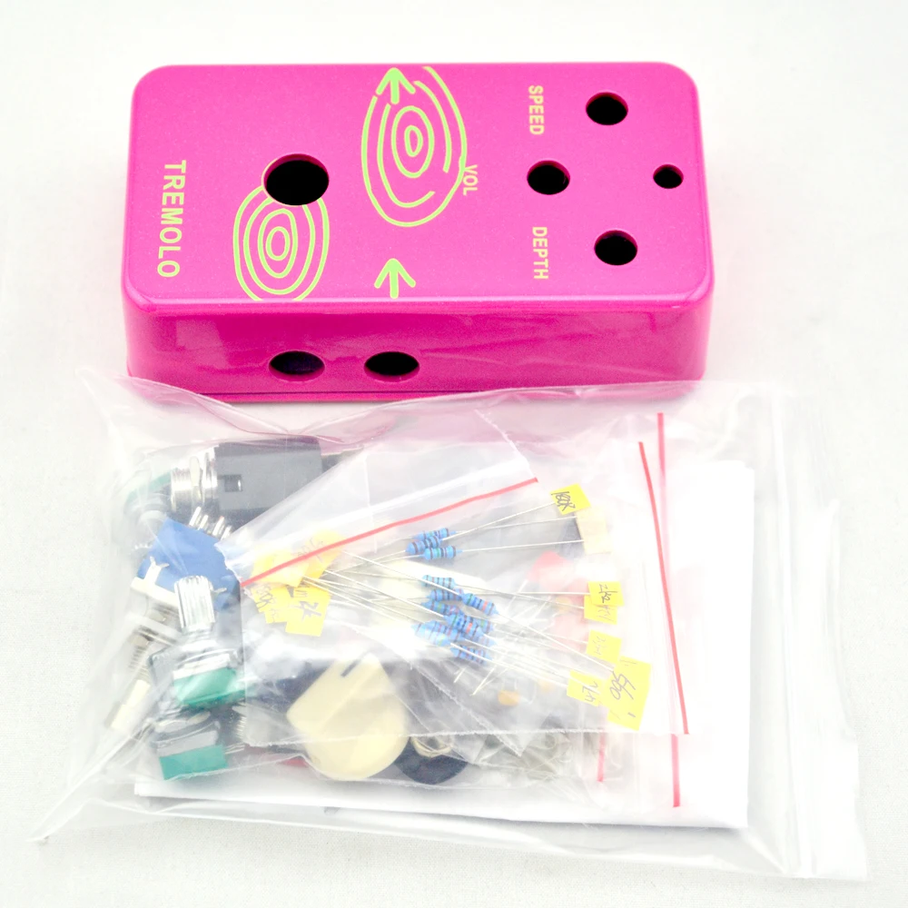 DIY Tremolo Effect Pedal kits With 1590B  Pre-drilled And 9 PIN 3PDT Foot Switch True Bypass