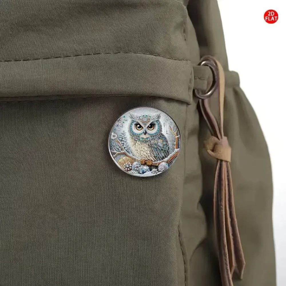 Ice and Snow Wise Man Snow Forest Owl Pin Stainless Steel Flat Dropper Pin Clothes Backpacks Pins Decorative Accessories view 5