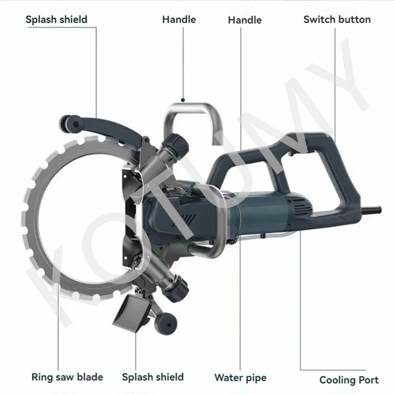 Máquina de corte de parede de concreto portátil de alta potência D370 Serra de anel sem escova de alta frequência