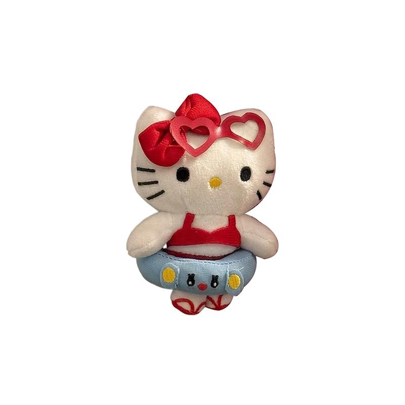 Sanrio Swimming Ring Hello Kitty Plush Doll Pendant Keychain Cartoon Cute Cat Car Seat Belt Shoulder Protect Cover Bag Charms