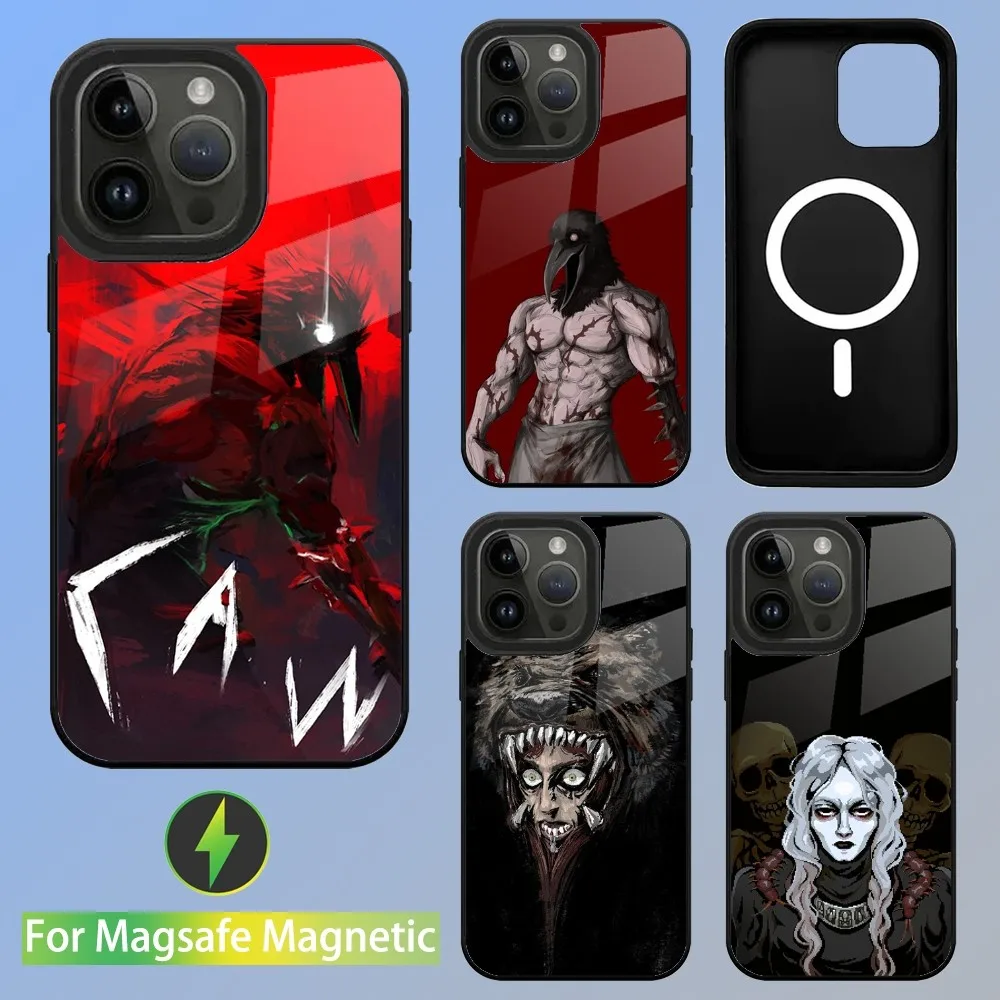 F-страх и H-голод игровой чехол для телефона iPhone 15,14,13,12,11,Plus,Pro,Max Mini Magsafe Магнитная Беспроводная зарядка