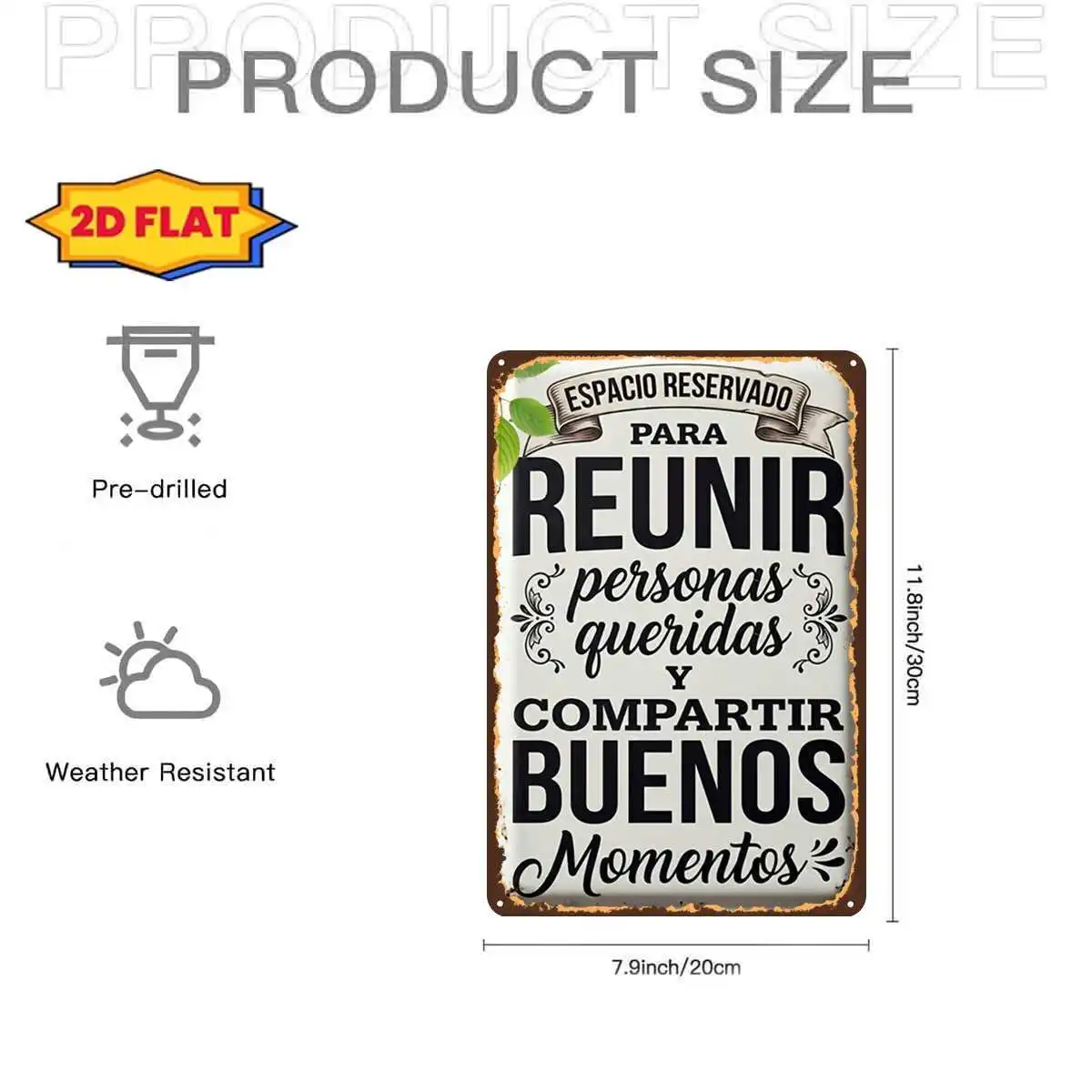 2D Flat, 1pc, Vintage Reserved Space to Gather Loved Ones And Share Good Moments Metal Iron Sign, Pre-Drilled Holes, Kitchen, An