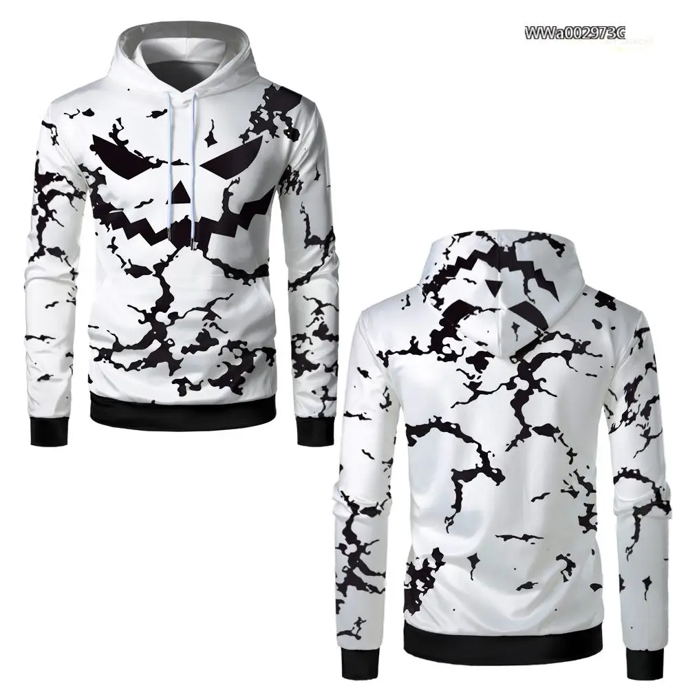 Autumn And Winter Halloween Horror Pumpkin Face Hoodie Wifru New Party Role Play Costume Unisex Super Loose Warm Sweatshirt