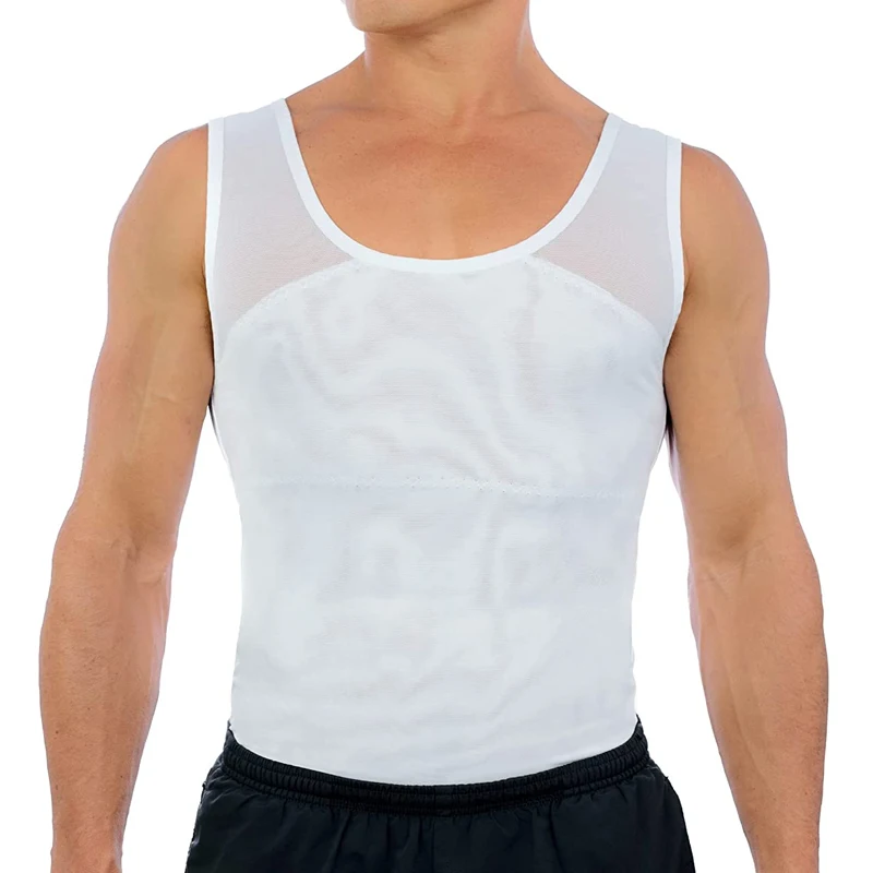 Camisa de compresión moldeadora de cuerpo para hombre para ocultar ginecomastia Moobs pecho cuerpo adelgazante camiseta moldeadora hombres chaleco camiseta sin mangas