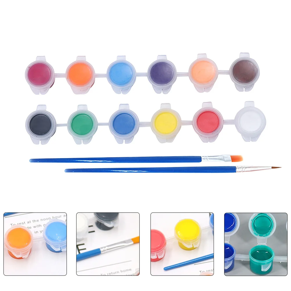 1 Set Kindergarten Kids Acrylic Paint Children Graffiti Paint with Painting Brush DIY Paint DIY Graffiti Pigment