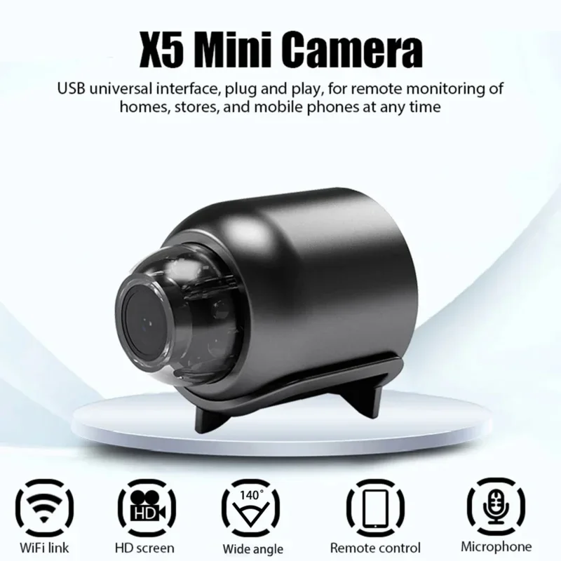 Mini caméra de sécurité intelligente X5 HD, vidéo à domicile, vidéo statique, prise en charge de la carte mémoire, caméra IP USB, 1080P