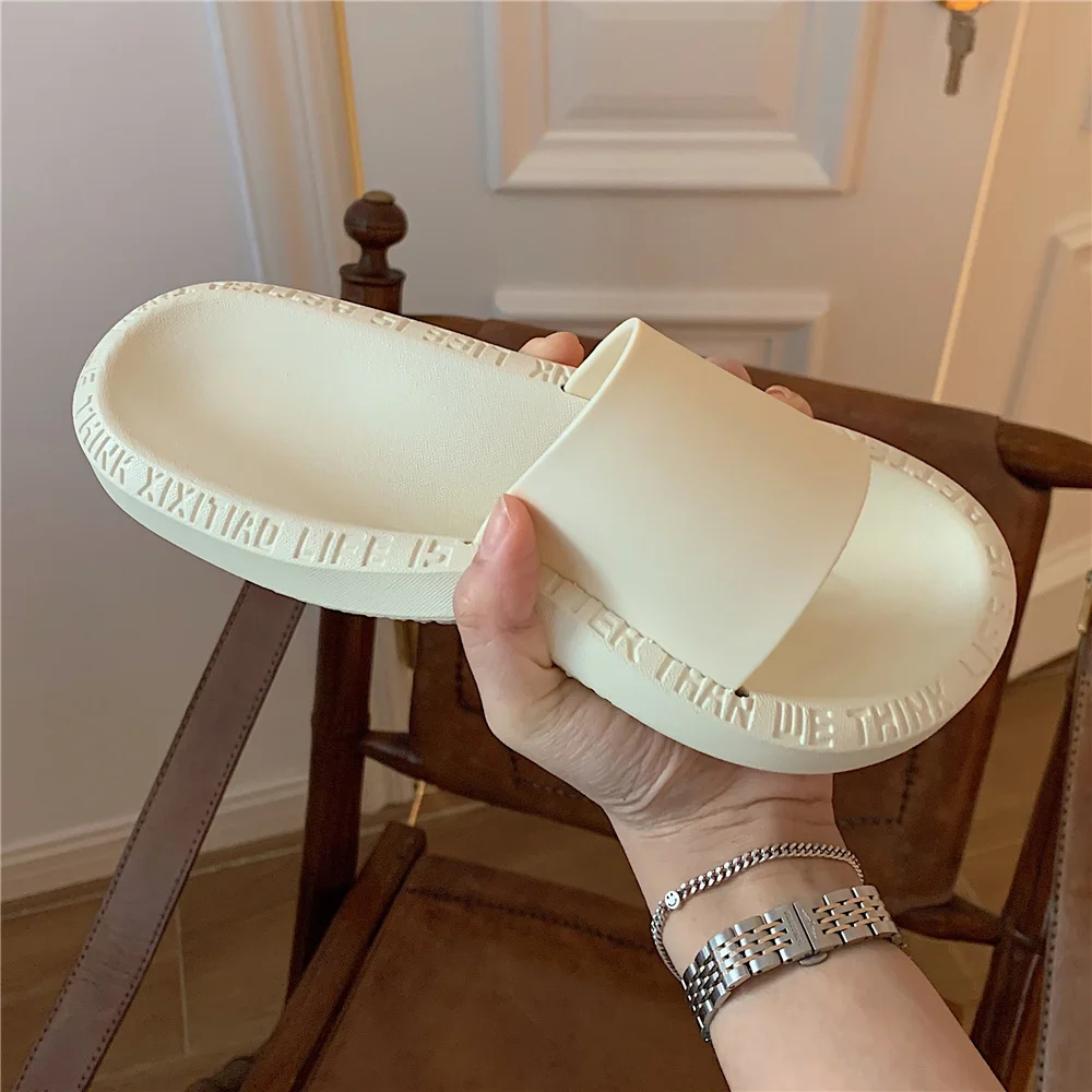 2022 Women's Summer Causal Slippers Japanese Letters Home Bathroom Thick Soft Soled Non Slip Slippers Indoor Household Slipper