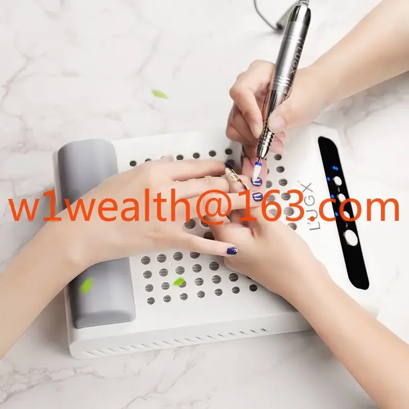 

Strong Suction Wireless Nail Dust Vacuum Cleaner Rechargeable Nail Table Dust Collector with Handpillow