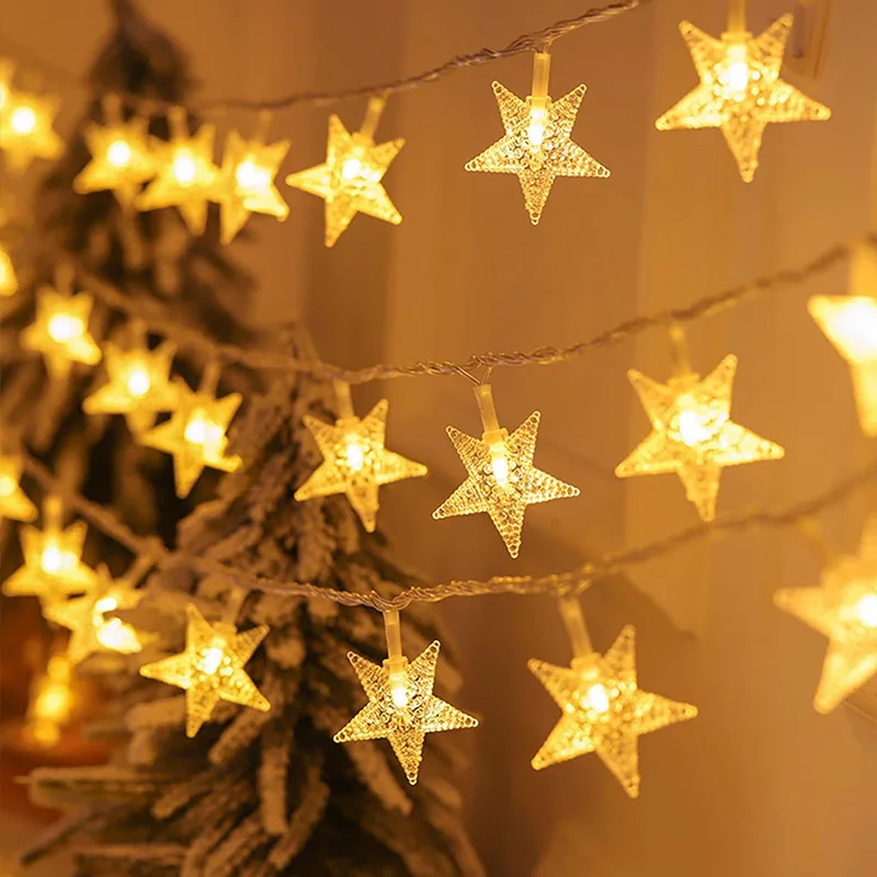1-10M Christmas Snowflake star light string Moon star string lights for Xmas Party Supplie Tree Garden home Decorations