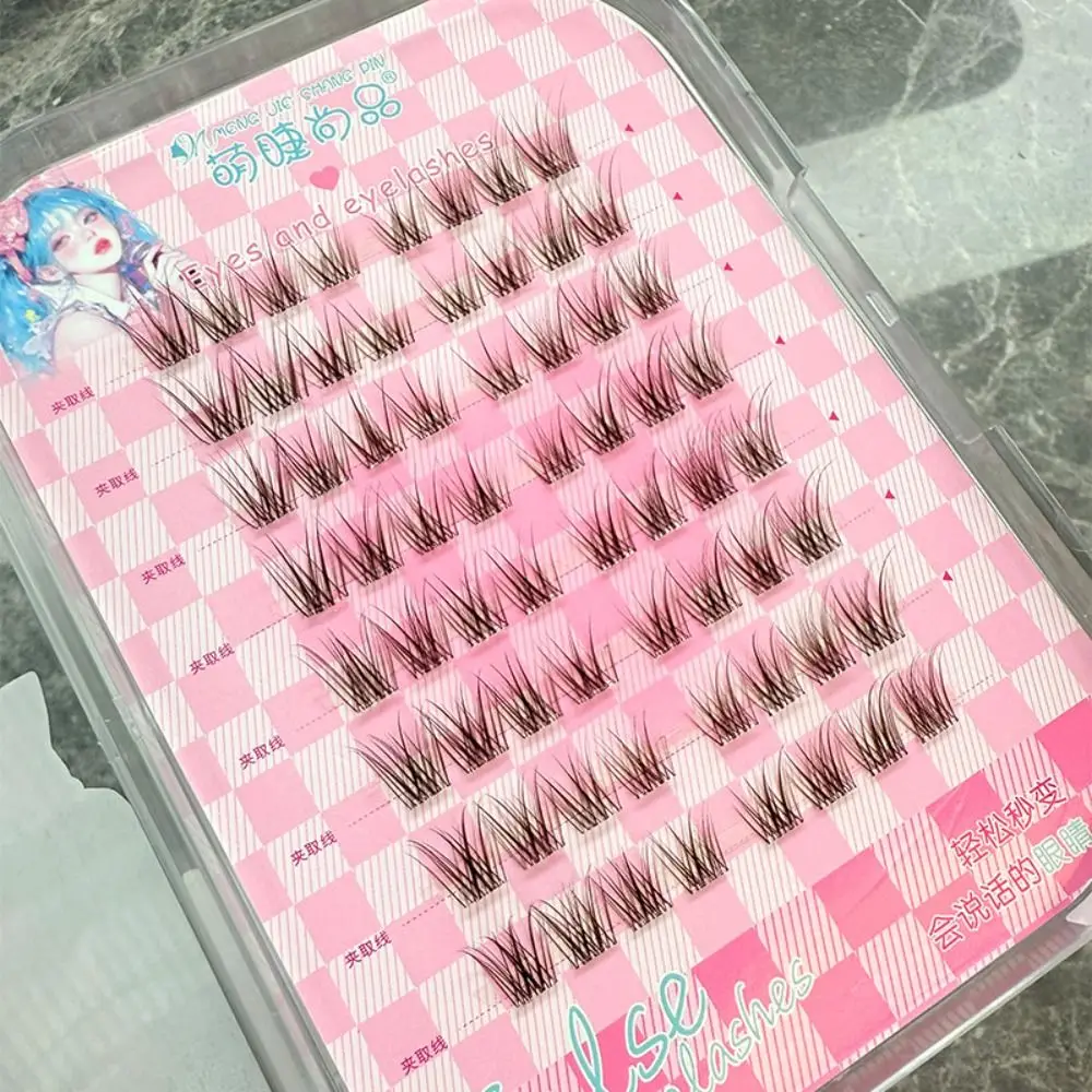 甘い自己粘着まつげクラスターメイクアップ再利用可能な接着剤不使用の偽まつげ個別の長持ちするつけまつげクラスター