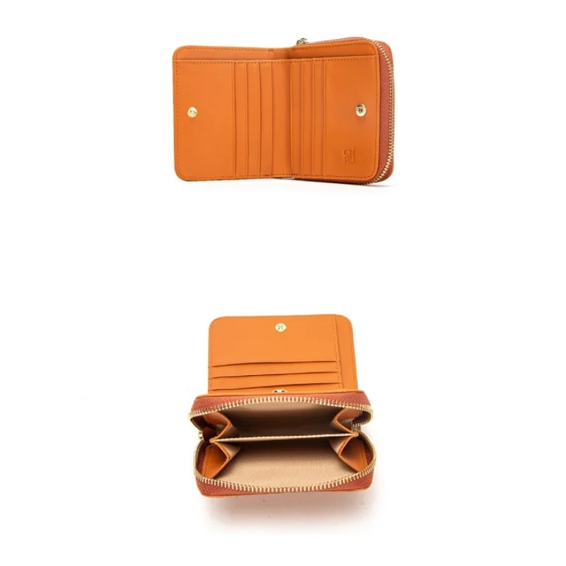 CHCH Genuine Leather Women's Classic Solid Color Printed Retro Wallet  Simple Portable Compact Design with Built-in Divided Pock