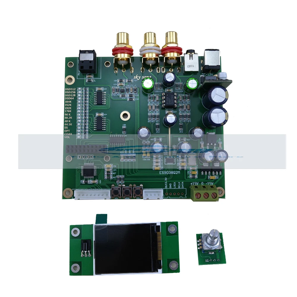

ES9038Q2m Decoder Coaxial Fiber USB input I2S IIS SPDIF Digital Audio DAC Board With Screen 32bit 384k DSD256