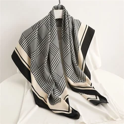 Spring Scarf Women's Luxury Design Scarf Silk Smooth Scarf Soft Muslim Headband Shawl Beach 90x90cm