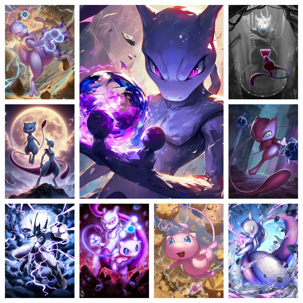 Cartoon Mewtwo Pokemon Diamond Painting 2024 New Arrivals 5D Full Cross Stitch Kit Mosaic Embroidery Home Decor Children Gift