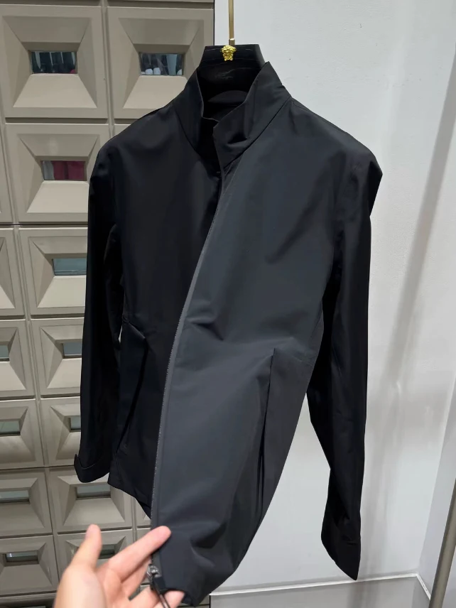 

Мужская куртка с воротником на молнии для активного отдыха, повседневная, из смесового полиэстера и хлопка, приталенного кроя, с длинными рукавами, с геометрическим узором