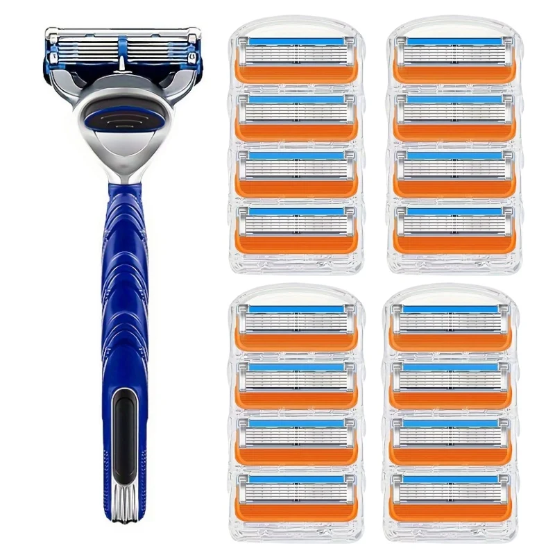 Hot Selling Manual Razor for Men Five Layer Blade Stainless Steel Blades No Skin Damage Old Style Blades Shaver Heads Razor