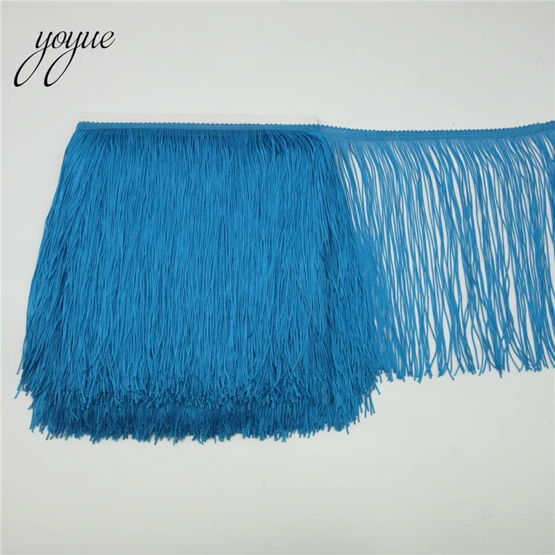 YOYUE 1Yards/lot 20cm Wide Lace Fringe Trim Tassel Fringe Trimming For DIY Latin Dress Stage Clothes Accessories Lace Ribbon