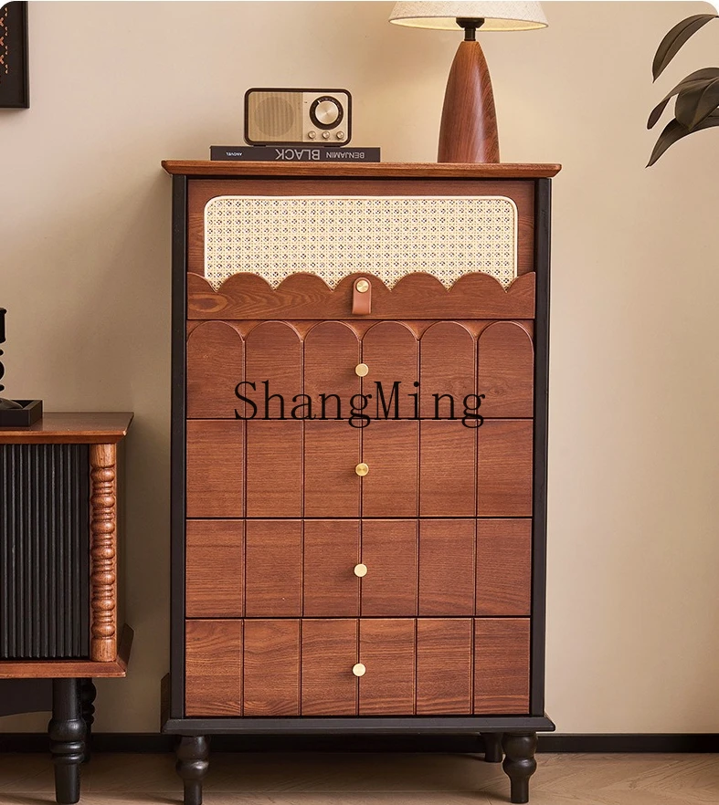 ZYY retro style all solid wood medieval living room against the wall bucket cabinet bedroom bedside storage drawer cabinet