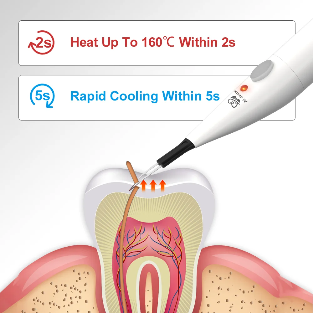 Obcinacz do zębów z kanałem korzeniowym AI-Endo-CT szybkie nagrzewanie i chłodzony za pomocą 4 końcówek do bezprzewodowego wybielania zębów z