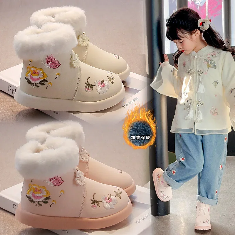 الفتاة حذاء بوت بطول الكاحل السببية تنوعا طفل الأميرة السراويل واحدة الأحذية الحلو موضة التطريز الأطفال ربيع الخريف الأحذية الجلدية