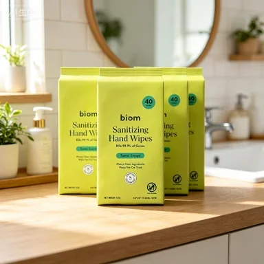 2pcs Biom Mini Biodegradable Refillable Hand Sanitizing Wipes - Santal Escape - 40ct