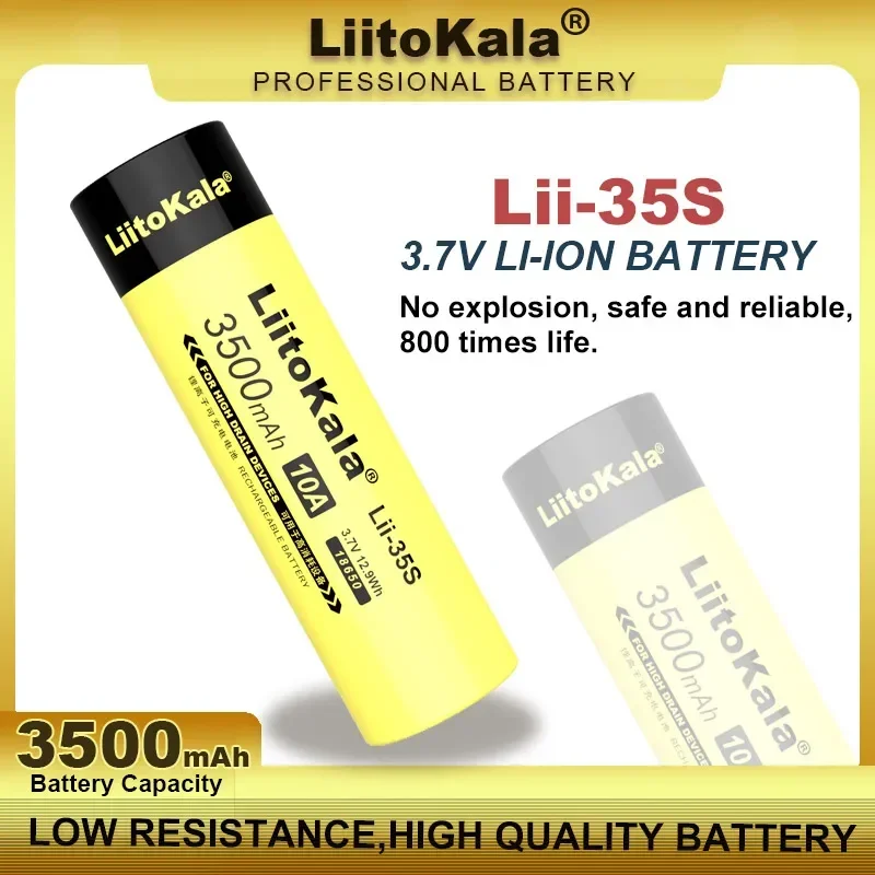 1-6PCS Original 100%  LiitoKala New Lii-35S 18650 3.7V / 4.2V 3500mAh Rechargeable Lithium Battery for LED Flashlight Batteries