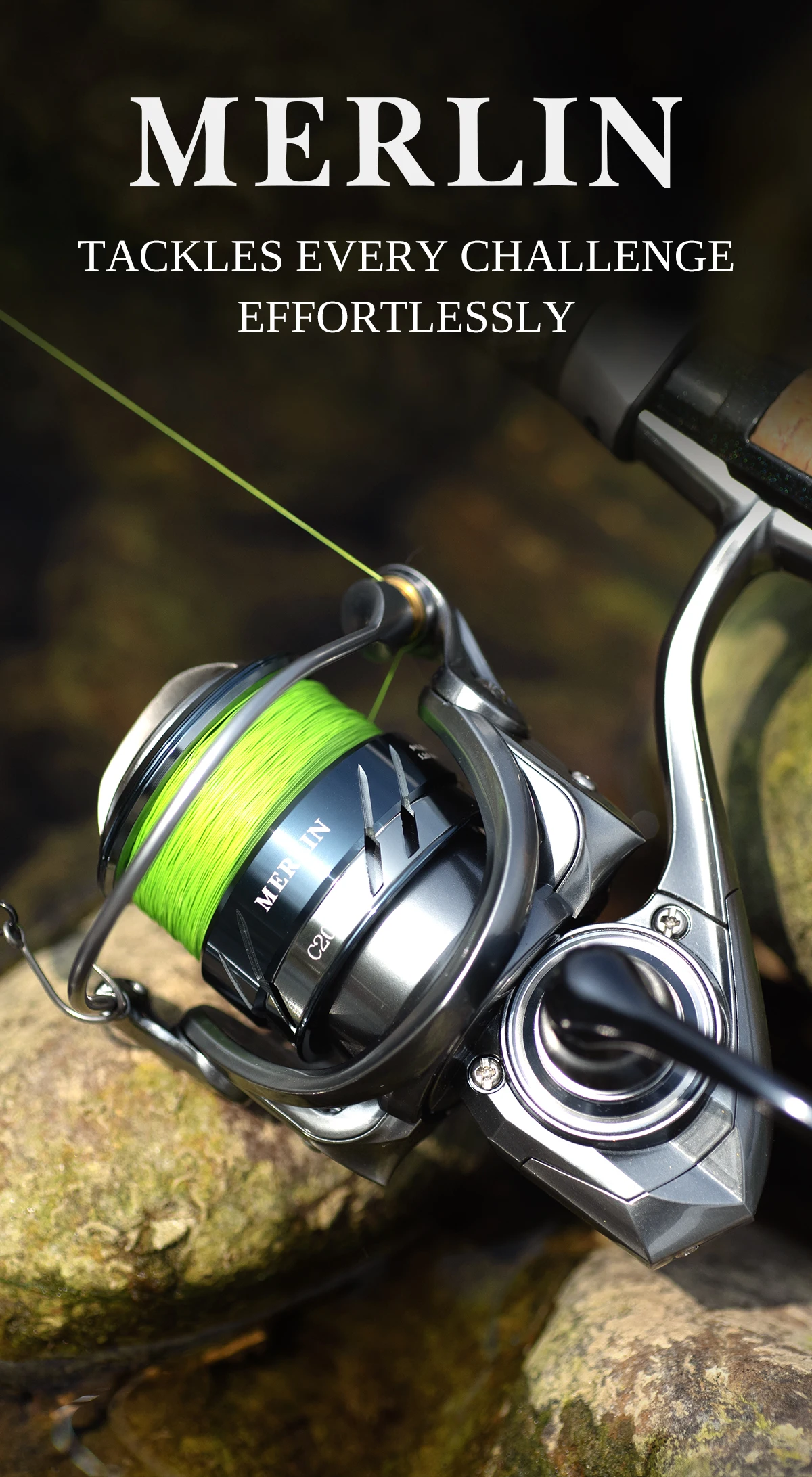 TSURINOYA METAL Spinnrolle MERLIN 1000 C2000S 165g Baitcast-Rolle ULTRALEICHT & VIELSEITIG Salzwasser-Bass-Hechtrolle – Detail 14