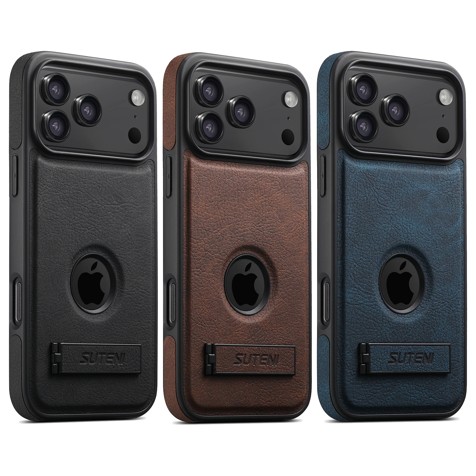 Luksusowe etui na telefon z imitacji skóry do iPhone 18 17 Pro Max 16 15 14 13 12, matowe w dotyku, z funkcją podstawki, magnetyczne, kompatybilne z bezprzewodowym ładowaniem. — zdjęcie produktu 6