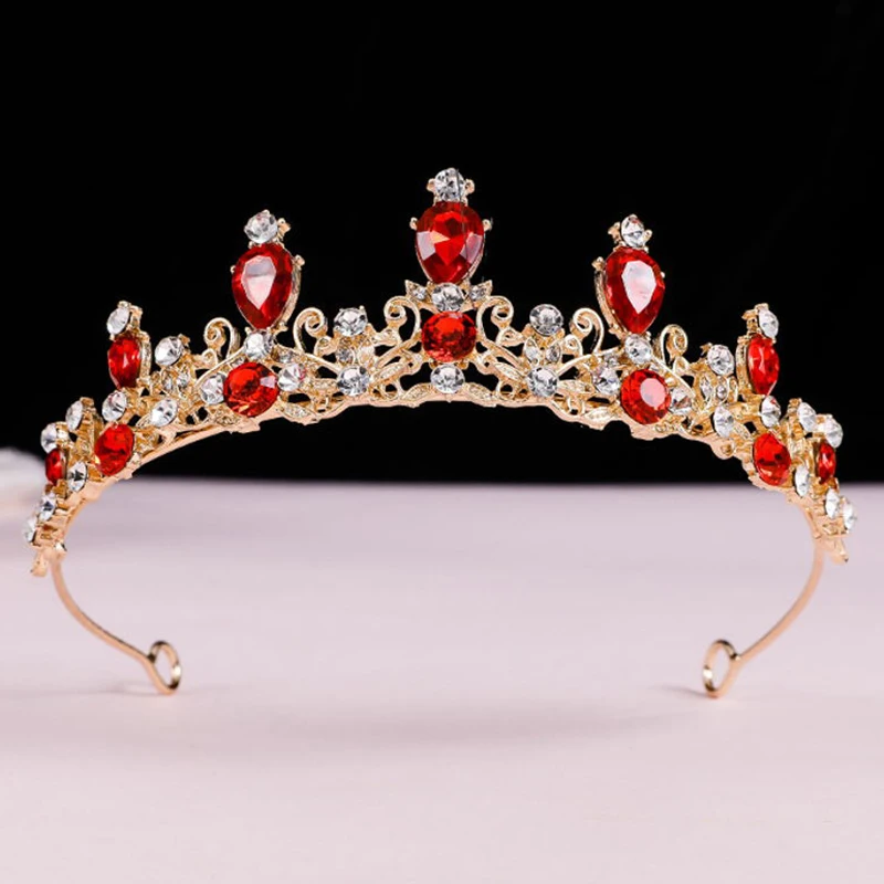 Elegant Colorful Crystal Tiara Crown Women Girls Party Wedding Princess Rhinestone Bridal Crown Hair Jewelry