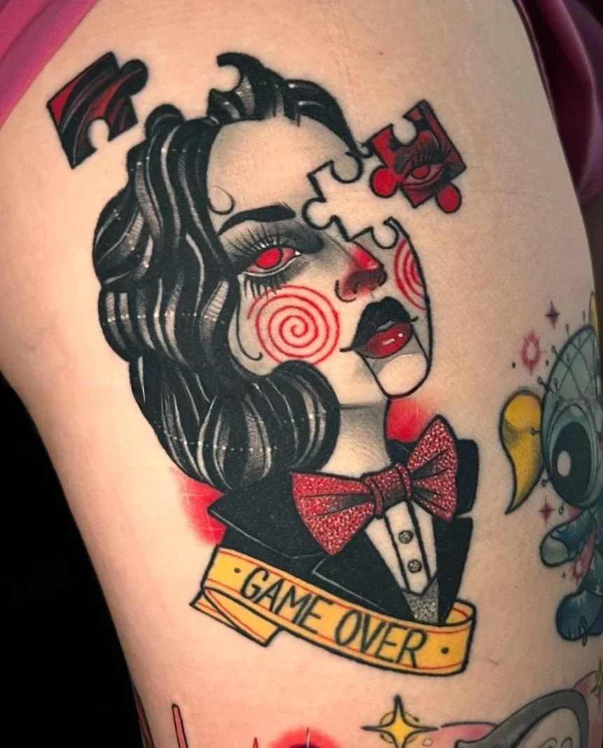 

Cartoon Horror Puzzle Doll Temporary Tattoos Ins Old School Durable Puppet Waterproof Fake Tattoo Body Art Tatoo Body Stickers