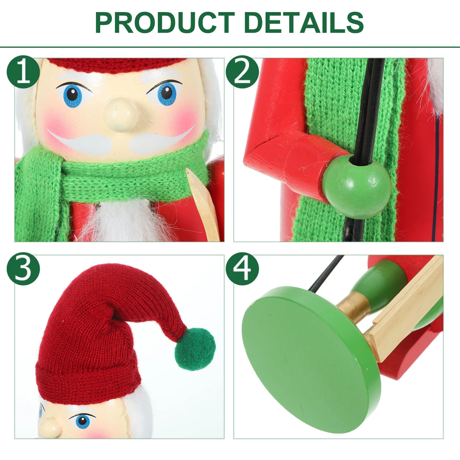 

Xmas Nutcracker Christmas Decoration Wooden Skiing Santa Nutcracker Desktop Tabletop Centerpiece Holiday Decor