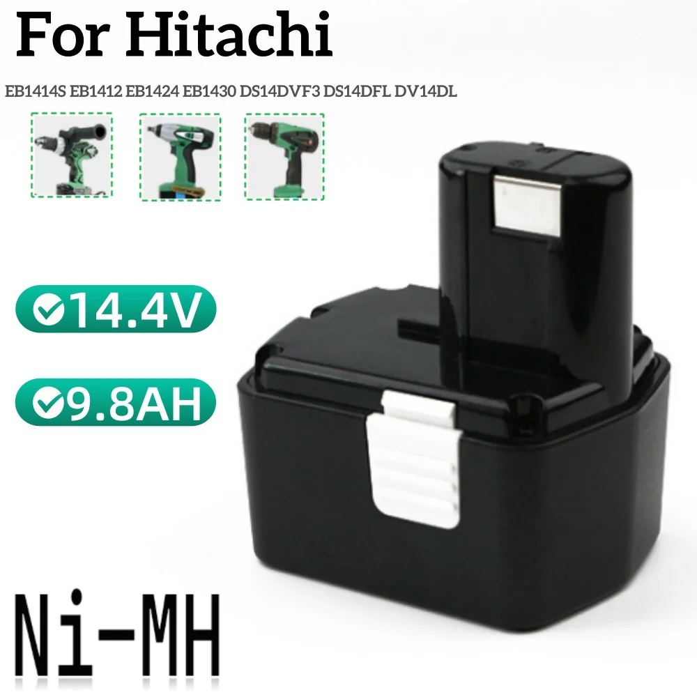 

Аккумулятор для электроинструмента Hitachi 14,4 В 9,8 Ач NI-NH, подходящий аккумулятор для отвертки EB1414S 319104 319933 EB1412S EB1420RS DH 14DL
