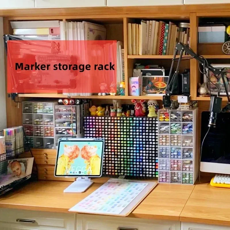 Office Box Stationery School Storage Marker Organizer Shelf Acrylic Pen Pencil Supplies Transparent Holder