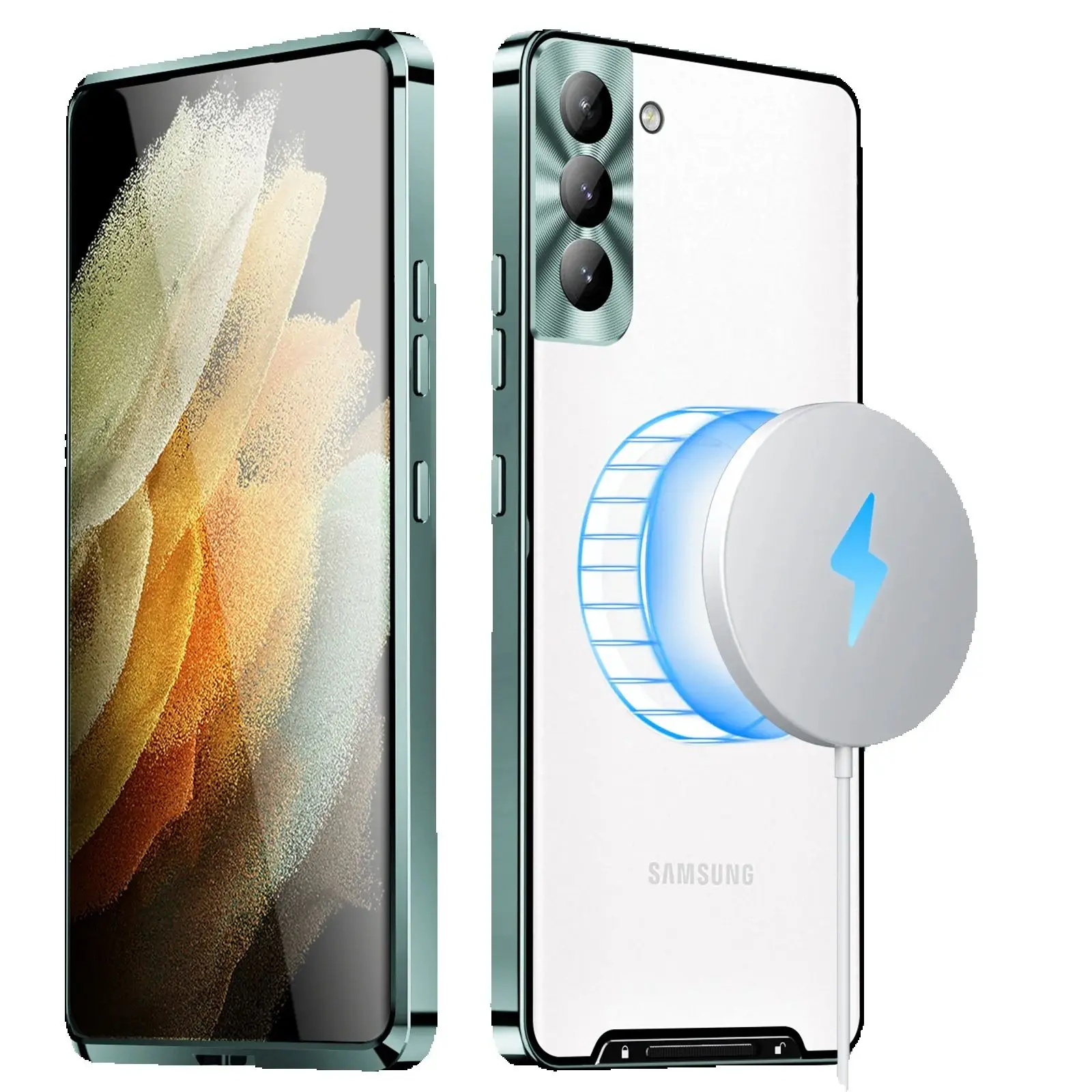 

Magnetic Metal Armor Magsafe Cases Bumper For Samsung Galaxy S23 S22 S21 Fe Plus Ultra Case Aluminum Frame Hard Pc Cover Funda