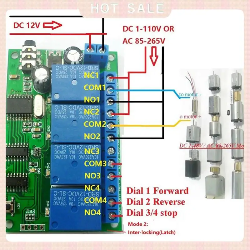 24-Hour Delivery AD22B04 4 Channel Relay DTMF Tone Signal Decoder Remote Control Relay Module 12V DC For PLC Smart Home